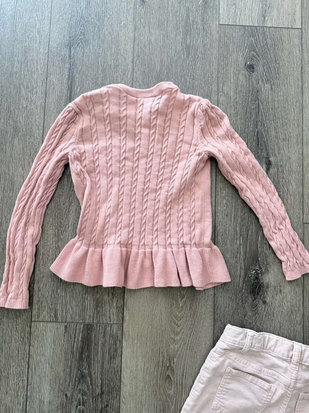 Gymboree Pink Cable Knit Sweater with Floral Embroidery